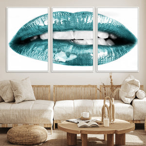 Blue Lips Wall Art Canvas Print