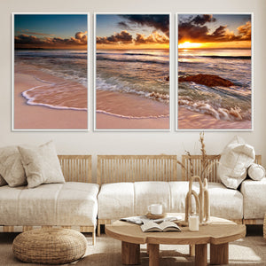 Sunset on Ocean Wall Art Canvas Print