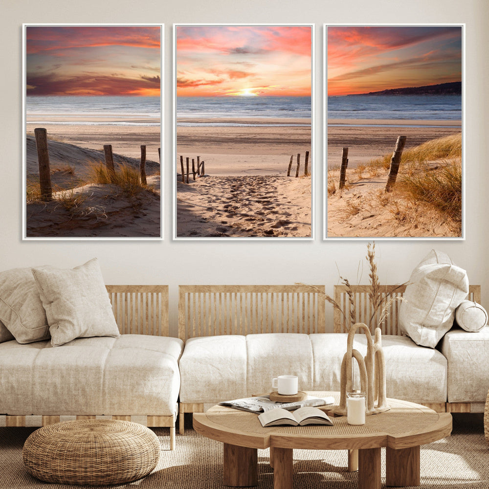 Sunset on the Sea Wall Art Canvas Print