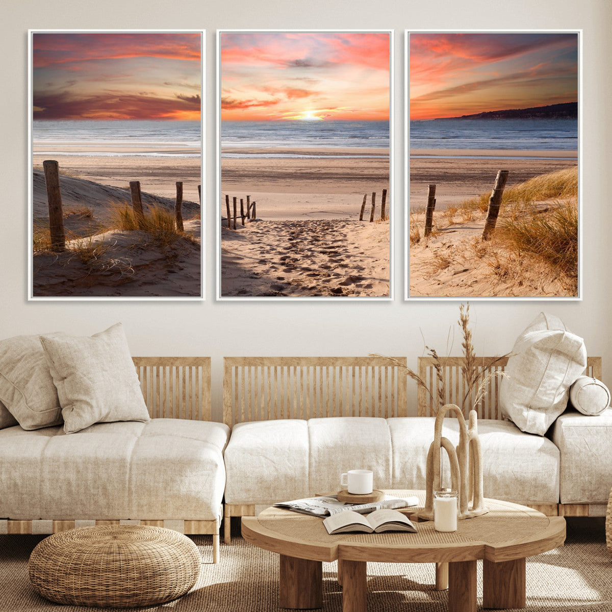 Sunset on the Sea Wall Art Canvas Print