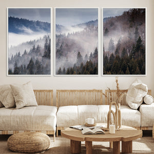 Beautiful Rising Fog in Winter Mountain Landscape- Framed