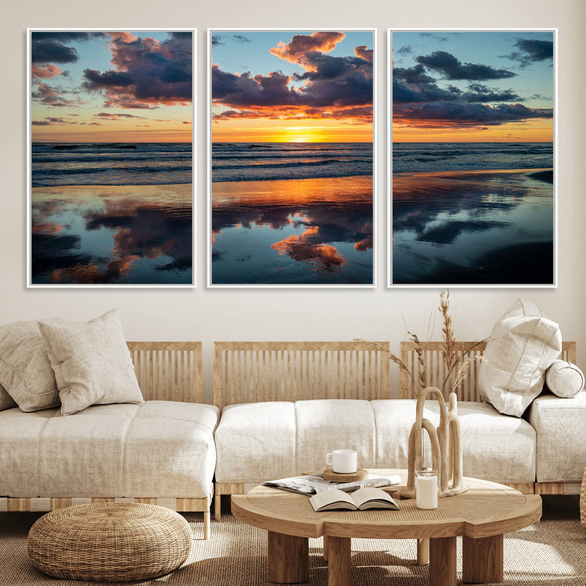 Beach Sunset Print - Stunning Ocean Canvas Artwork with