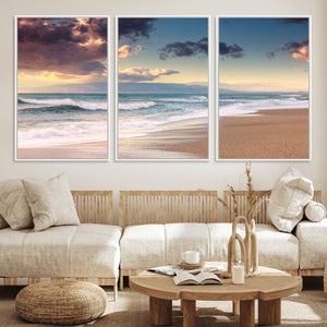 Cloudy Weather Beach Sunset Canvas Print | Sunrise Wall Art