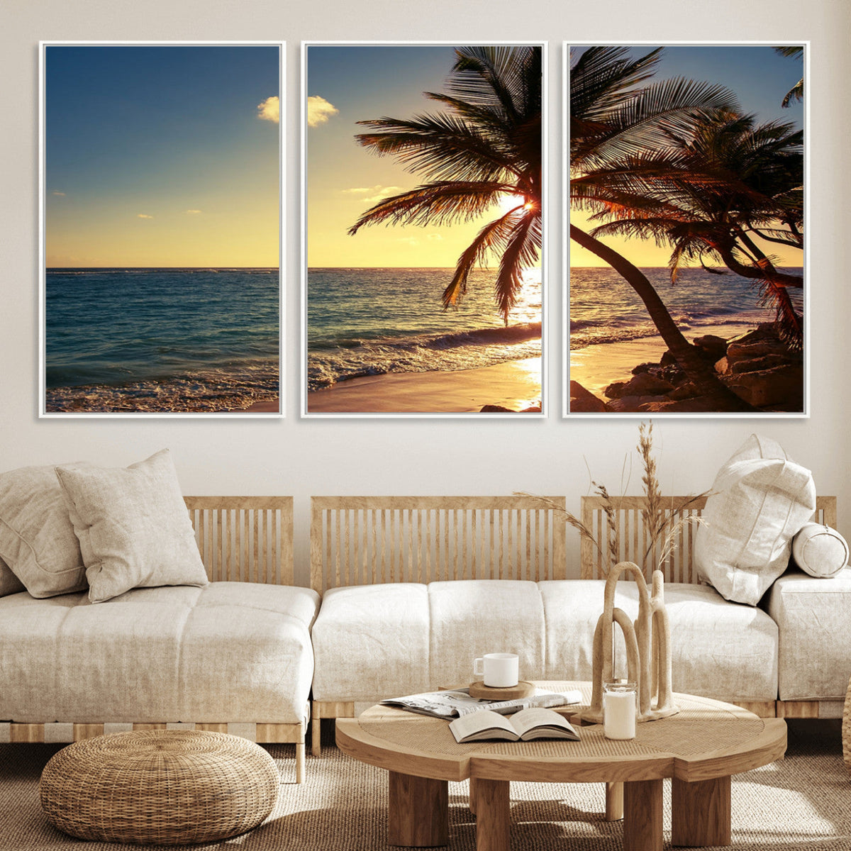 Sunset Palm Trees Wall Art Canvas Print