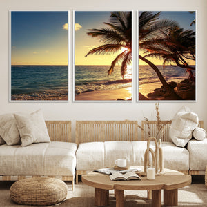 Sunset Palm Trees Wall Art Canvas Print
