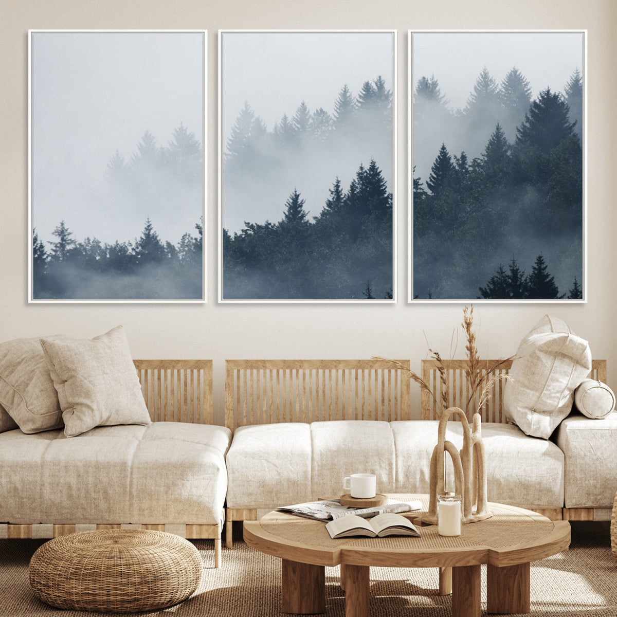 Foggy Pine Forest Wall Art Canvas Print