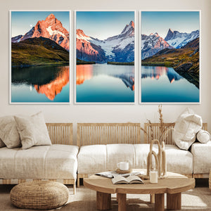 Landscape Mountain and Lake View Wall Art Canvas Print