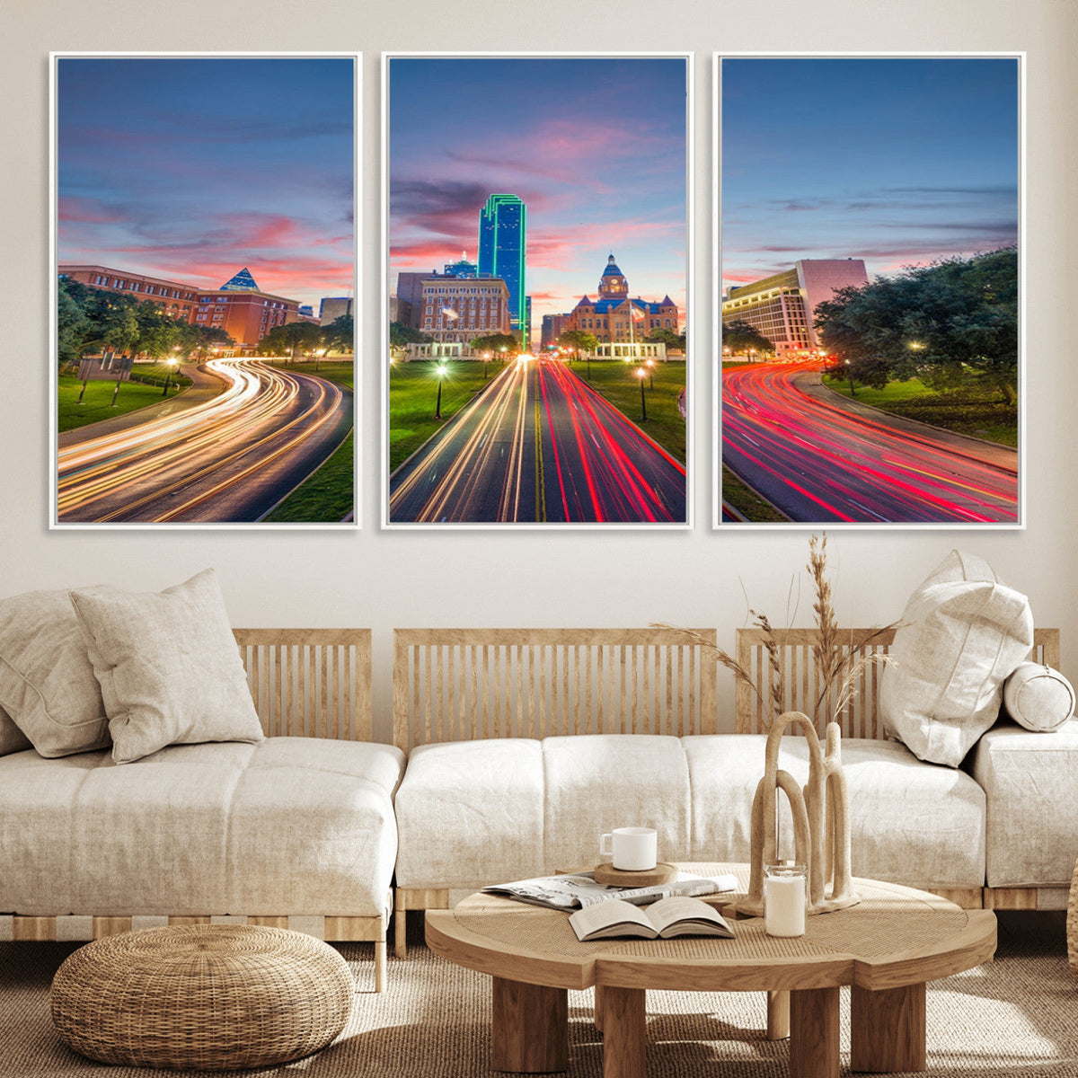 Dallas City Lights Large Wall Art Dallas Cityscape Canvas