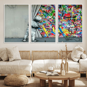 Banksy Colorful Street Graffiti Canvas Wall Art Print,