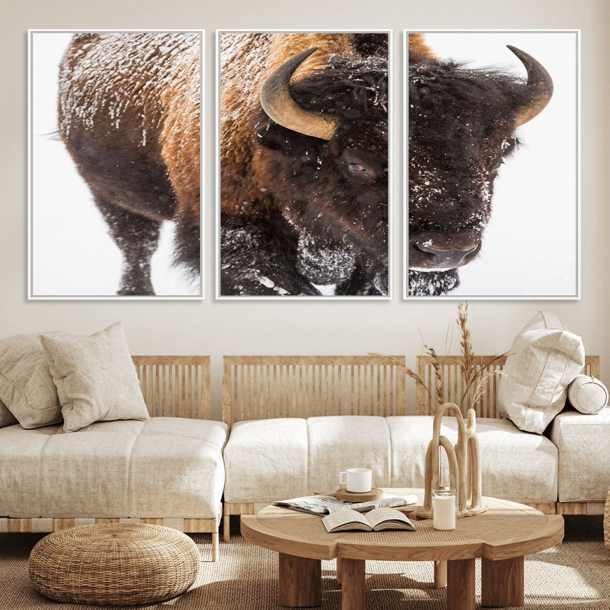 Bison Wall Art Canvas Print For Farmhouse, Wild Animal Wall