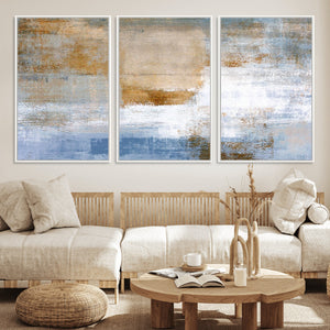 Blue Multi Panel Abstract Wall Art Canvas, Abstract Blue and