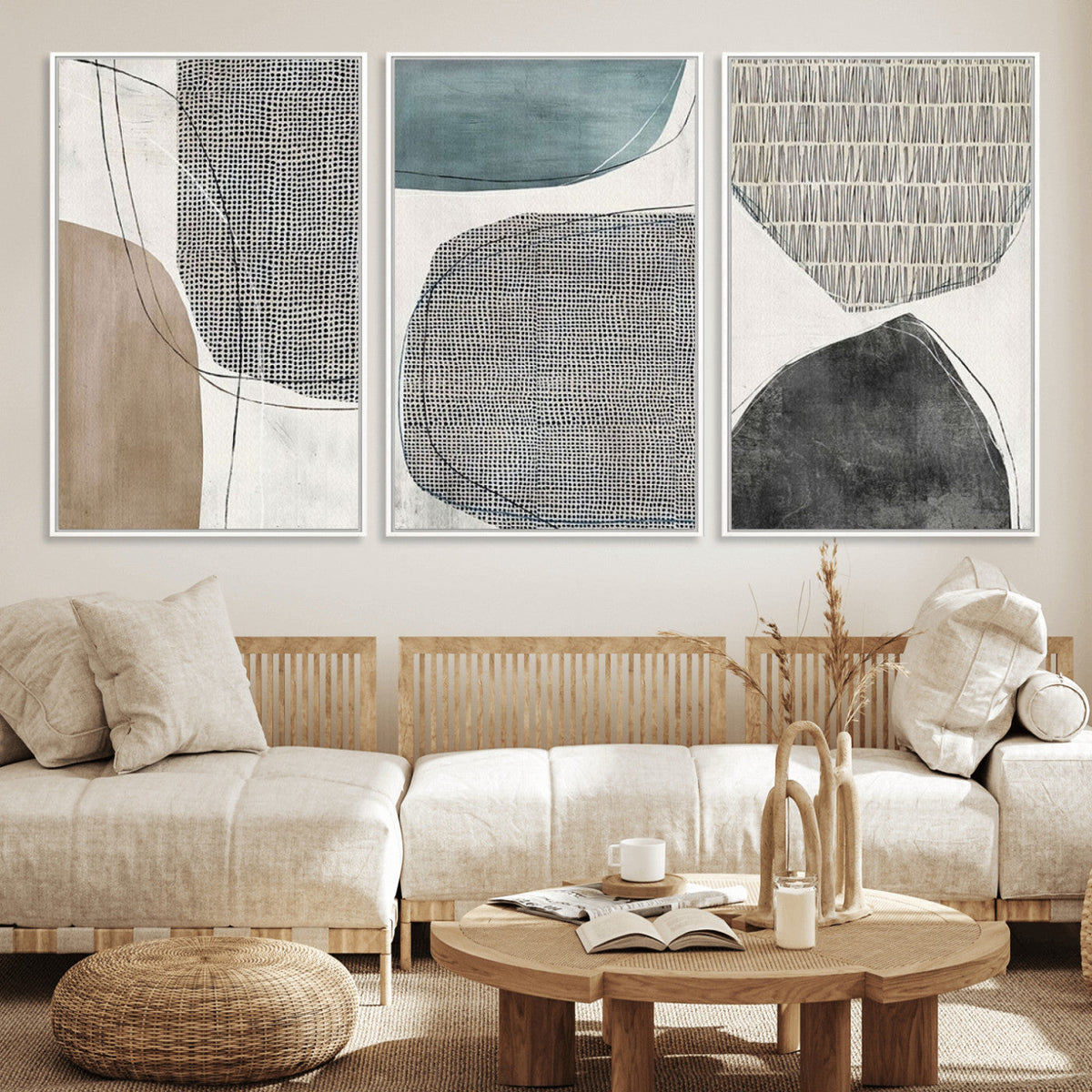 Canvas Print Wall Art Abstract Art Boho, Framed Boho Decor