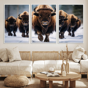 Buffalo Wall Art Canvas Print, American Bison Herd Wall Art