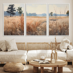 Golden Fields Canvas Wall Art Print – Serene Landscape of