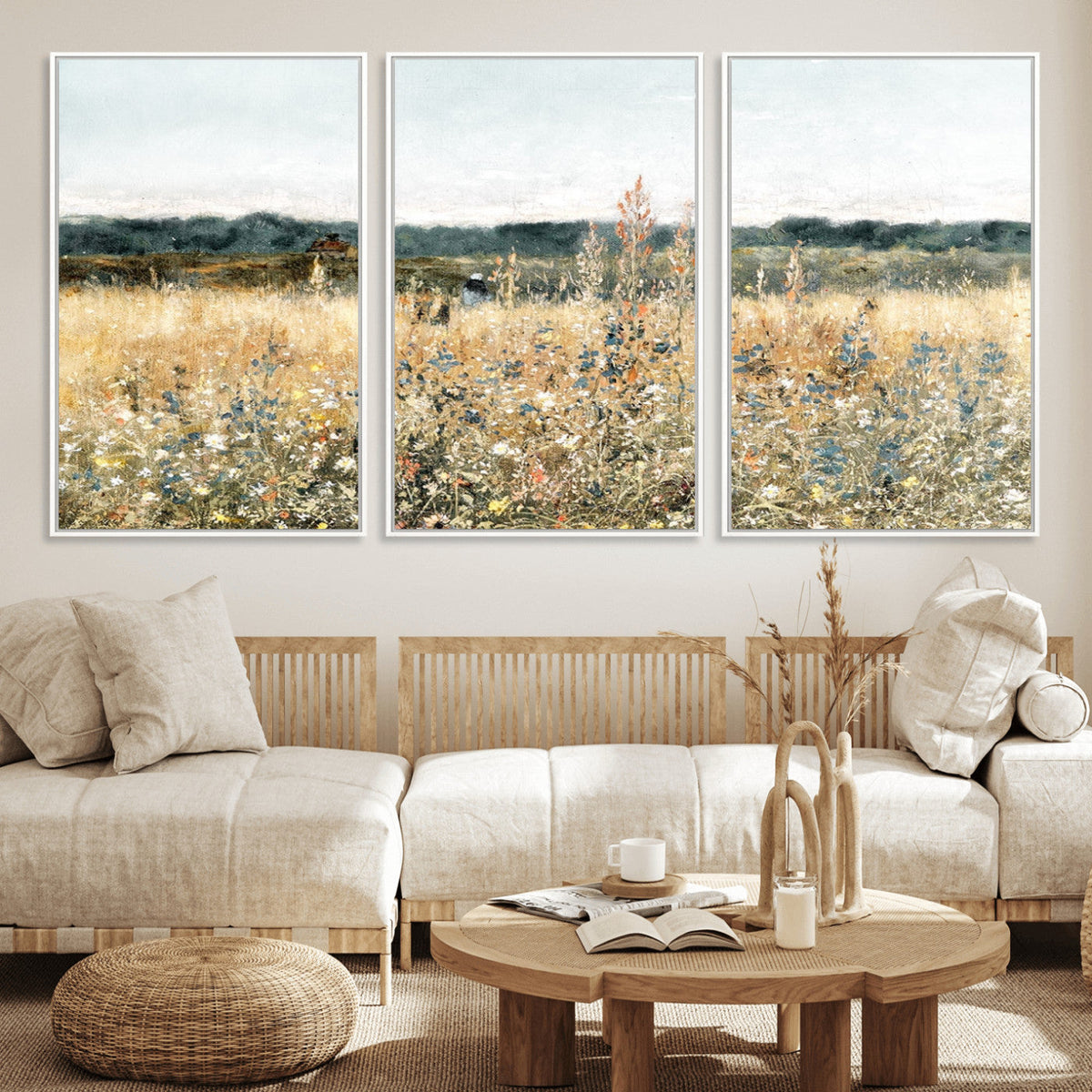 Wildflower Field Wall Art Canvas | Nature-Inspired Landscape