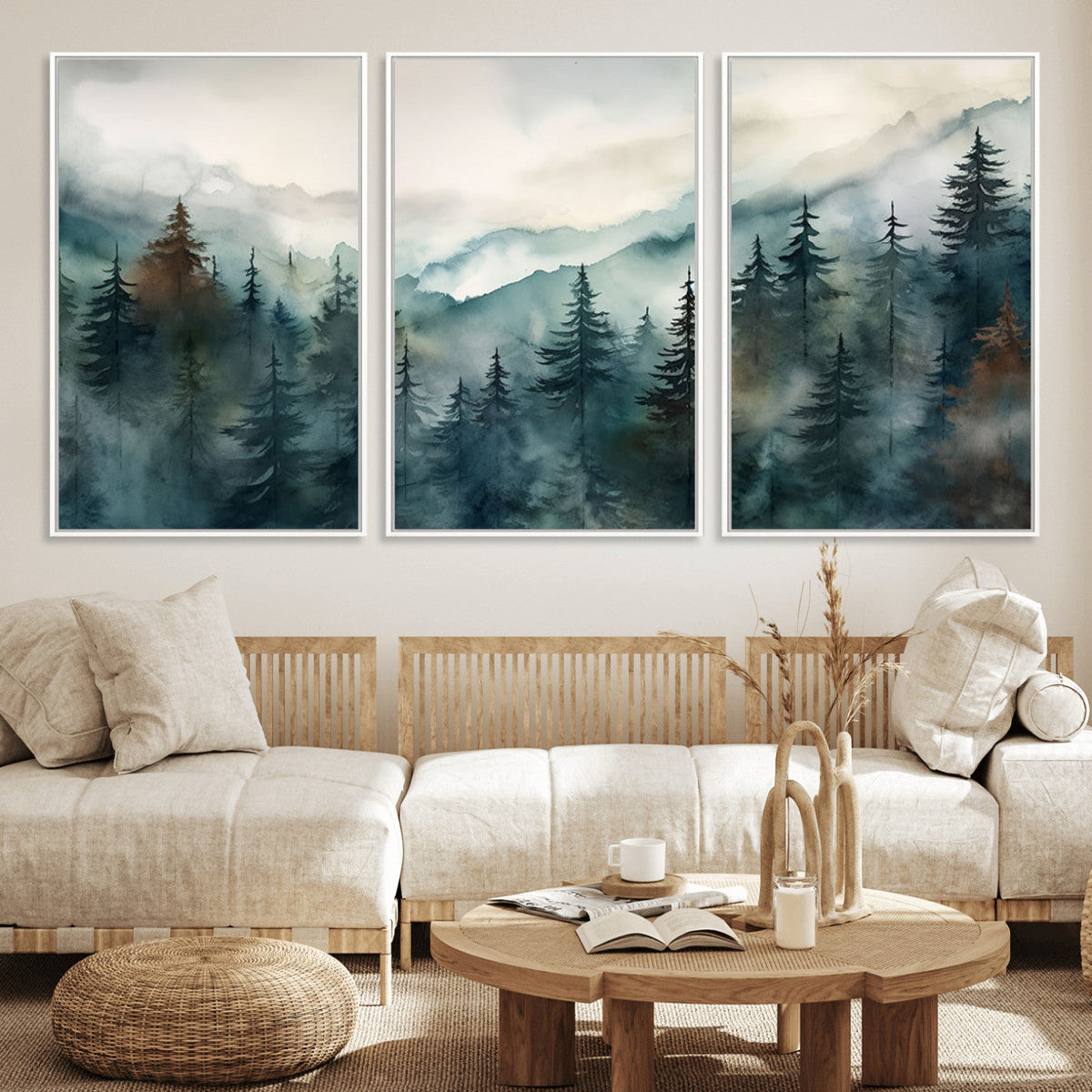Serenity Forest Wall Art Canvas | Foggy Mountain Landscape