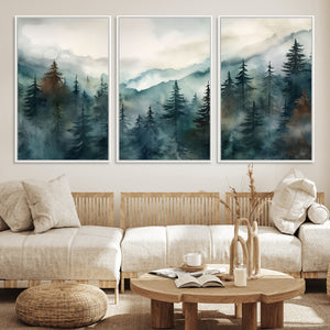 Serenity Forest Wall Art Canvas | Foggy Mountain Landscape