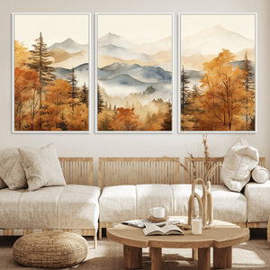 Golden Autumn Forest Wall Art Canvas | Mountain Landscape