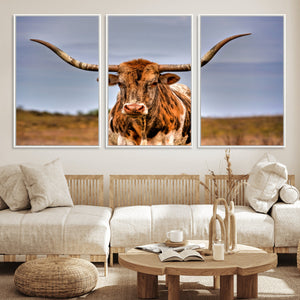Texas Longhorn Wall Art Print, Framed Longhorn Cow Wall Art