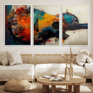 Abstract Guitar Wall Art Canvas | Vibrant Music-Inspired Art