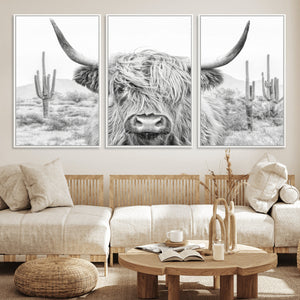 Rustic Charm | Cow Longhorn Black White Bighorn Wall Art