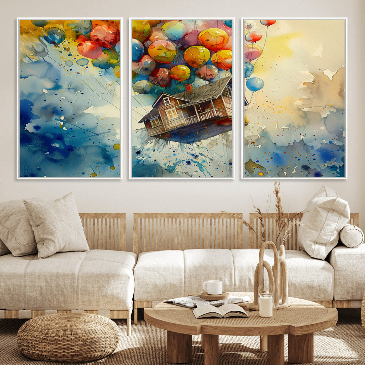 UP-Inspired Floating House with Balloons Canvas Art –