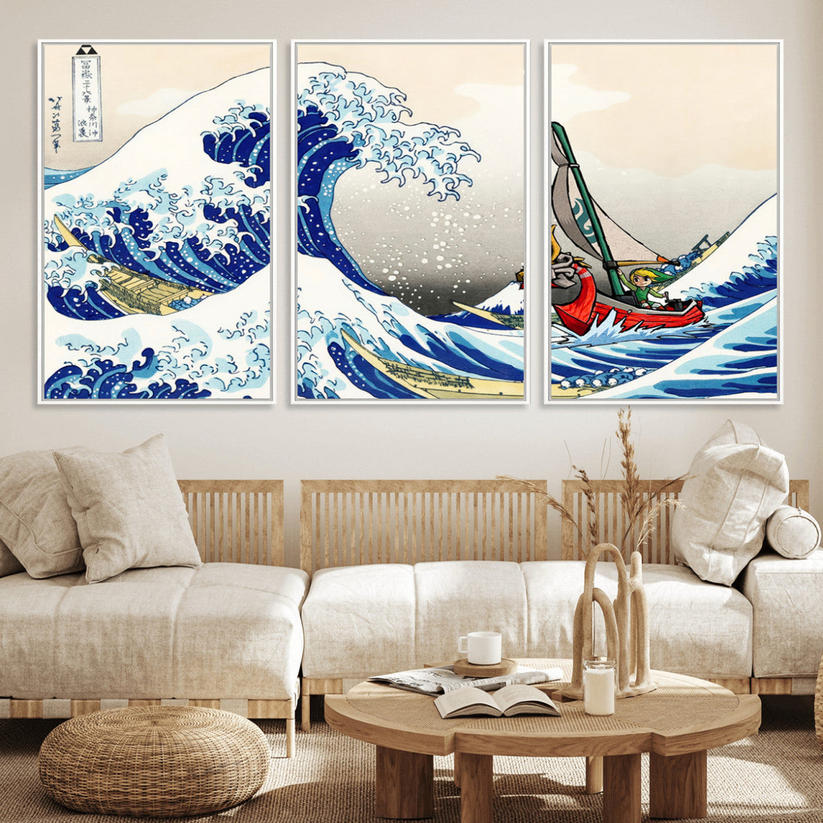 Katsushika Hokusai Kanagawa Giant Wave Wall Art Canvas Print