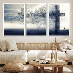 Jesus and the Fading Cross Wall Art Print – Symbol of Faith,
