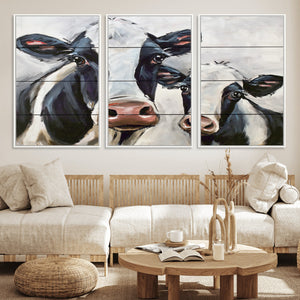 Vintage Baby and Mom Cattle Wall Art Canvas Print