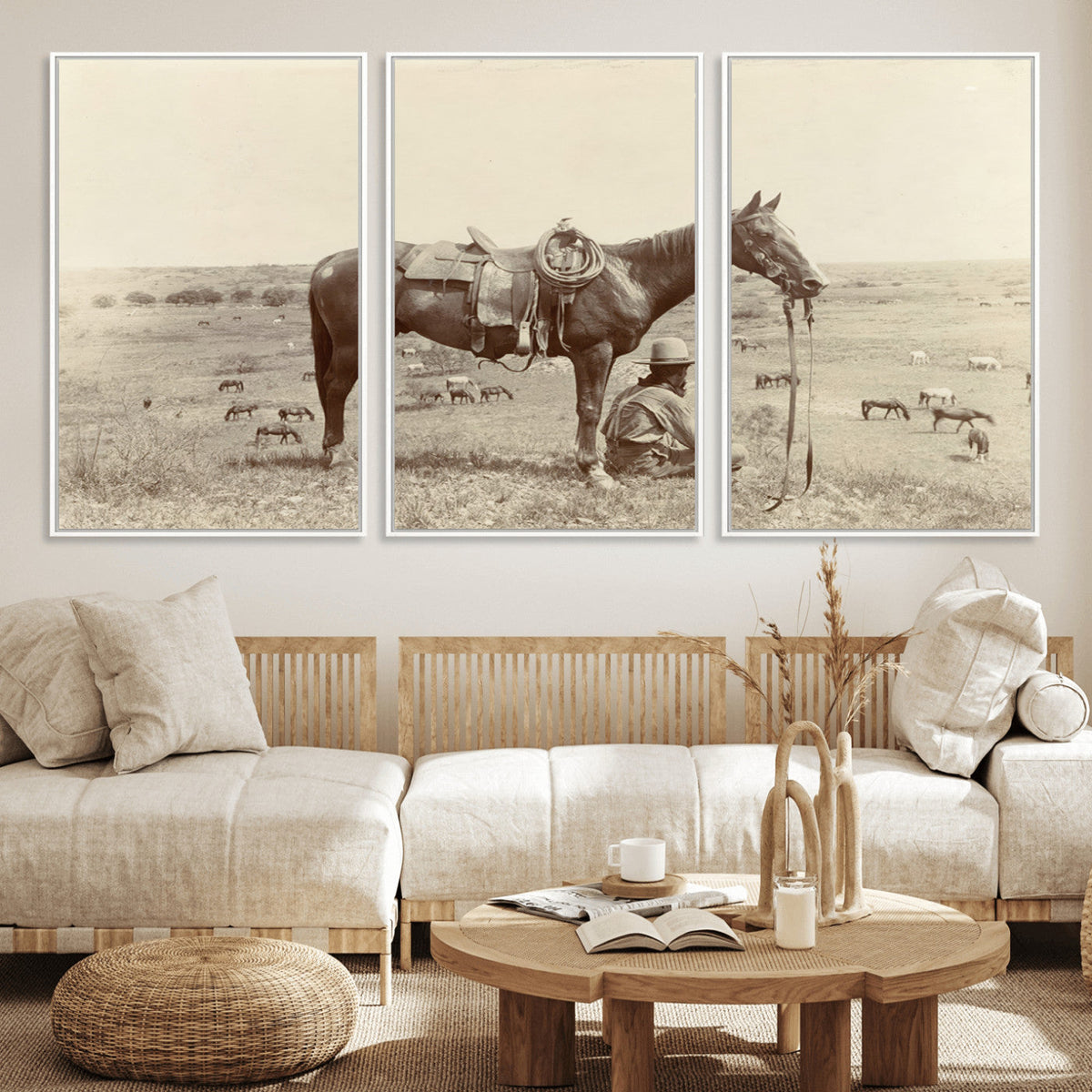 Cowboy Wall Art - Western Horse Canvas Print - Vintage