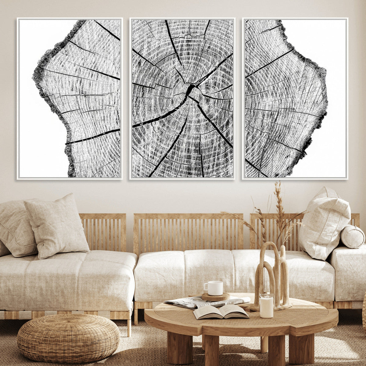 Rustic Tree Ring Wall Art Canvas Print – Framed and Ready to