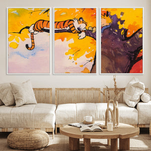 Calvin and Hobbes Tree Scene Canvas Print | 3 Panel Large