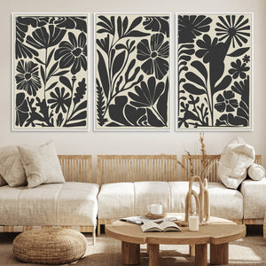 Modern Botanical Wall Art - Floral Black and White Canvas