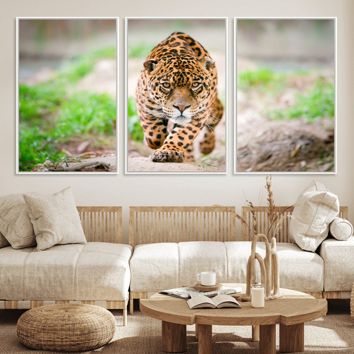 Leopard on the Prowl - Stunning Large Framed Leopard Wall