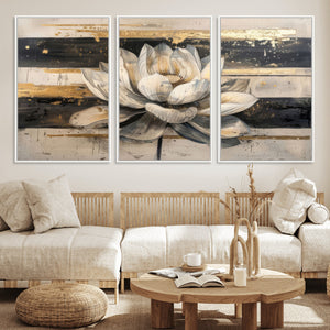 Lotus Flower Wall Art – Framed Abstract Floral Canvas