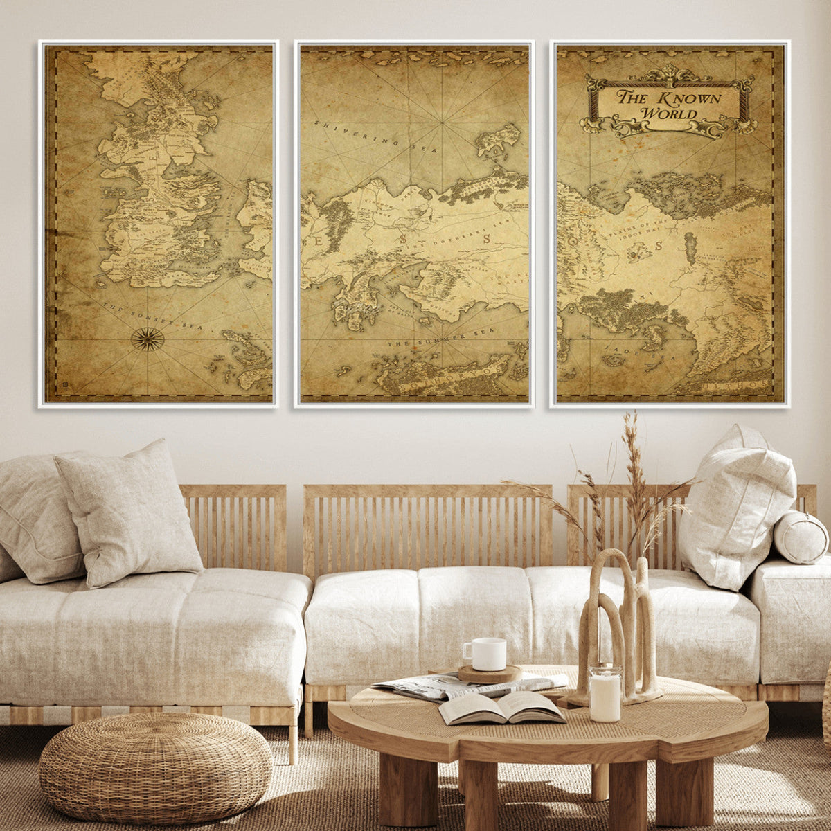 Vintage Game of Thrones Map Wall Art | Westeros and Essos