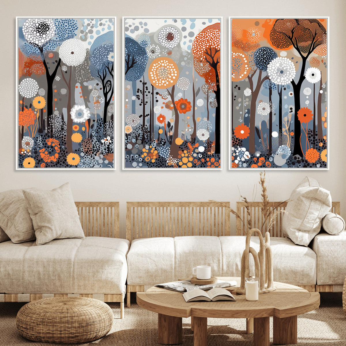 Abstract Winter Landscape Canvas Wall Art Print - Large