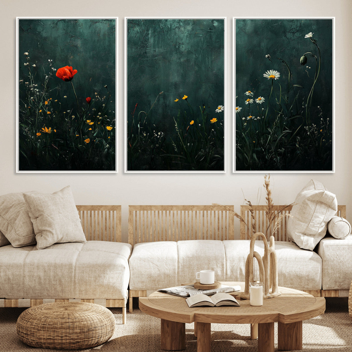 Wildflower Field Framed Wall Art, Vintage Botanical