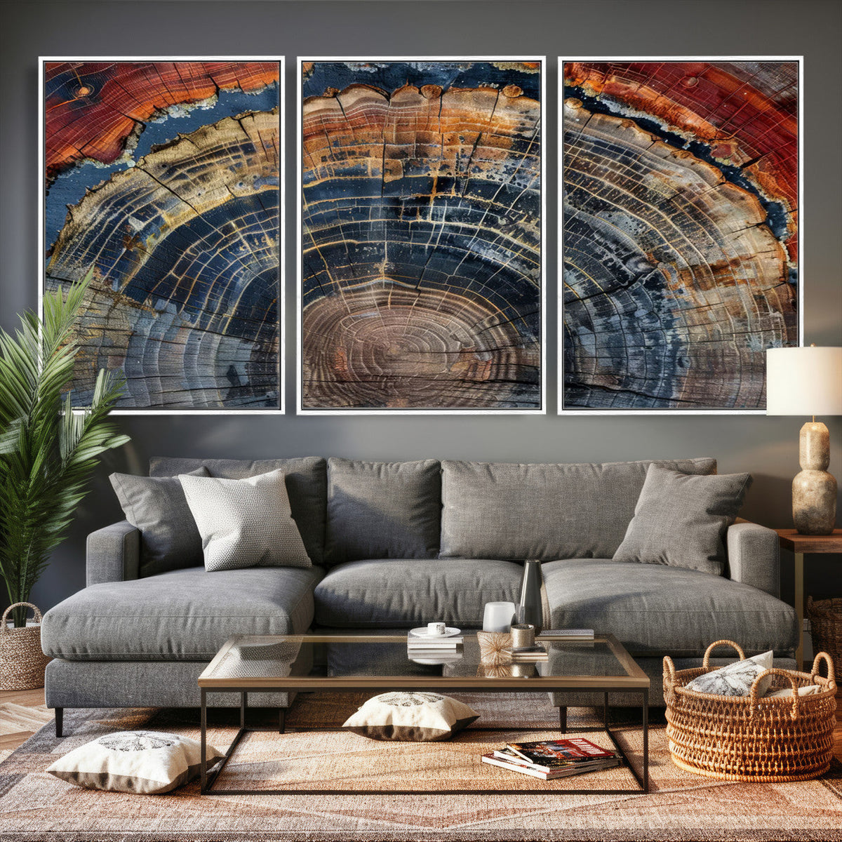 Abstract Tree Ring Wall Art Canvas Print