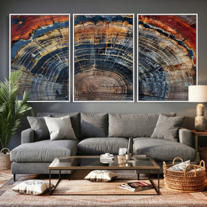 Abstract Tree Ring Wall Art Canvas Print