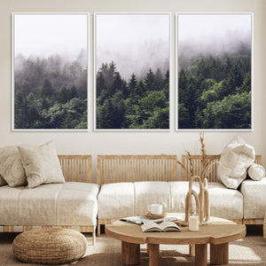 Misty Forest Wall Art | Foggy Forest Canvas Print | Large