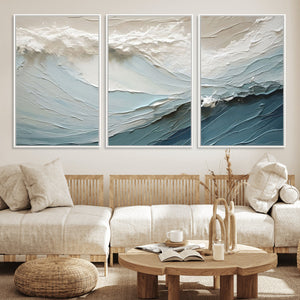 Waves Abstract Wall Art Print, Modern Framed Abstract Canvas