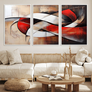 Abstract Wall Art - Modern Red and White Canvas Wall Art