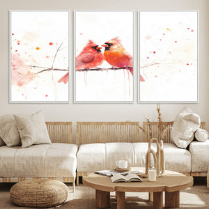 Cardinal Bird Canvas Wall Art - Male and Female Cardinal