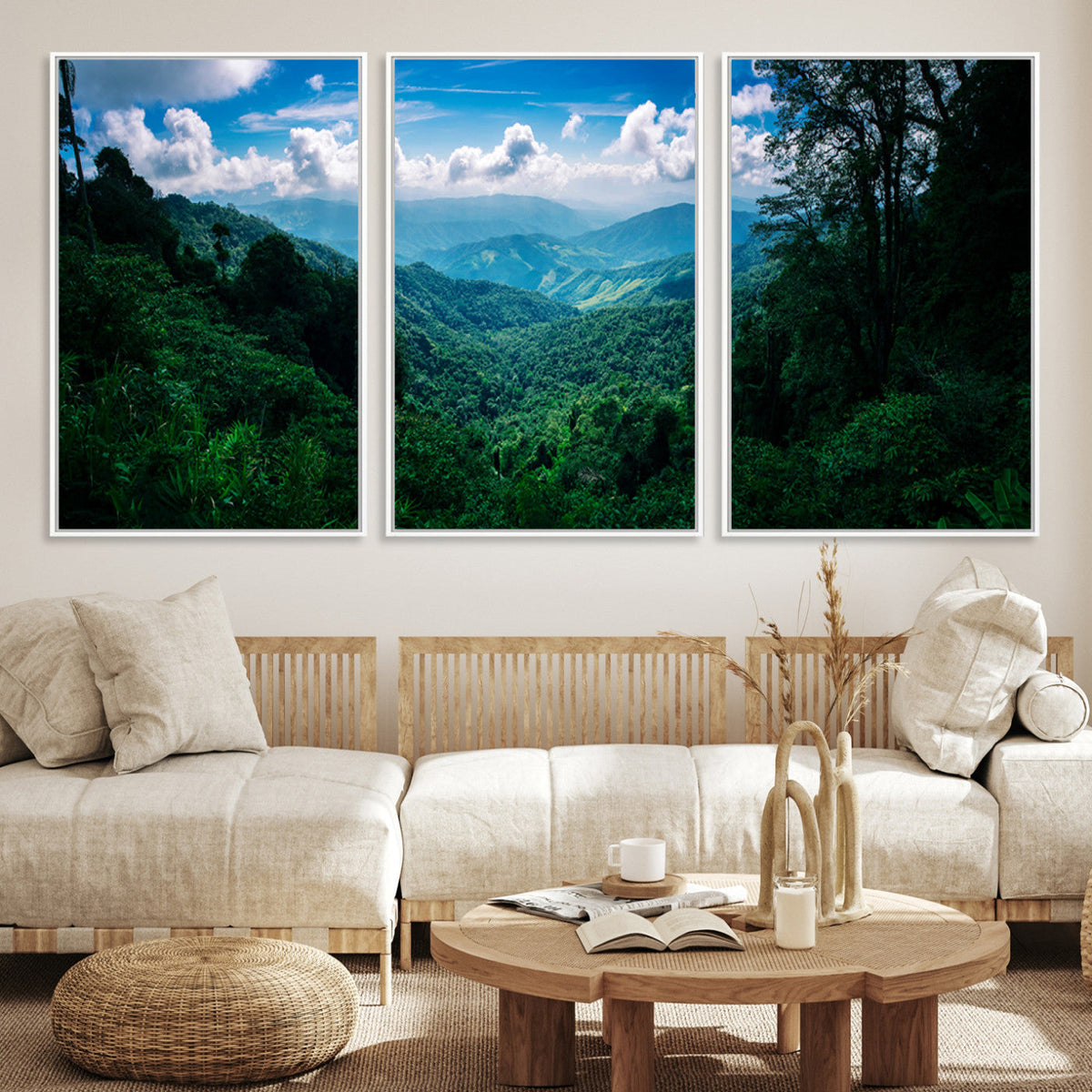 Tropical Jungle Wall Art Canvas Print – Framed Lush Valley