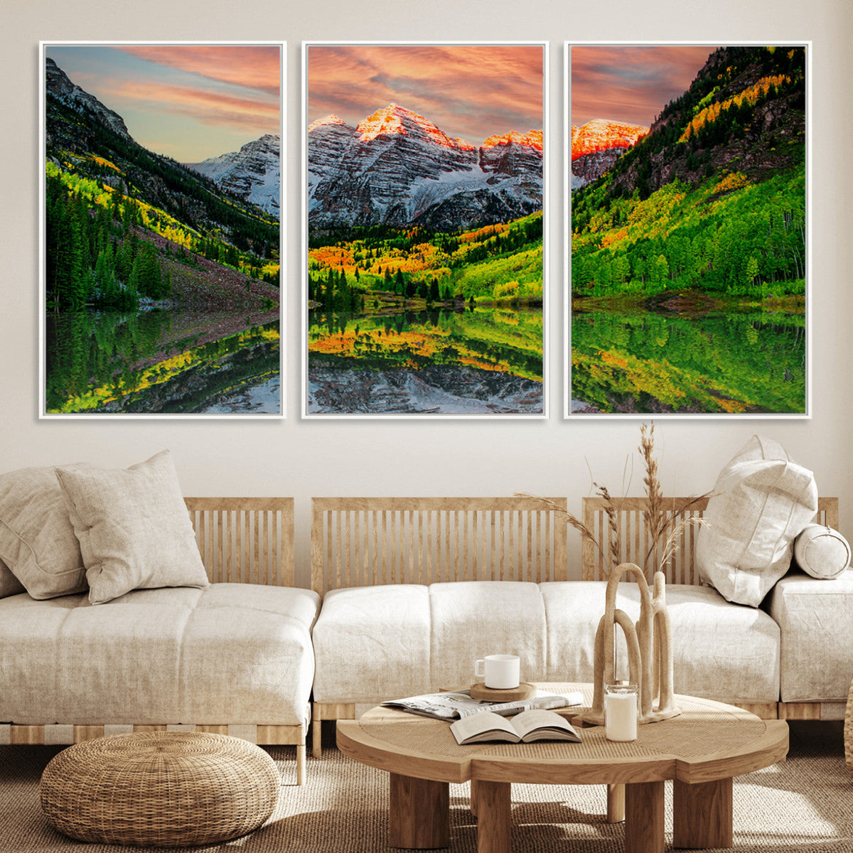 Maroon Bells Lake Wall Art Canvas Print – Framed Majestic