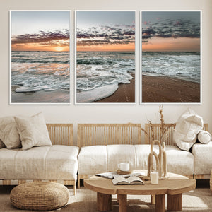 Ocean Sunset Wall Art Canvas Print – Framed Beach Waves