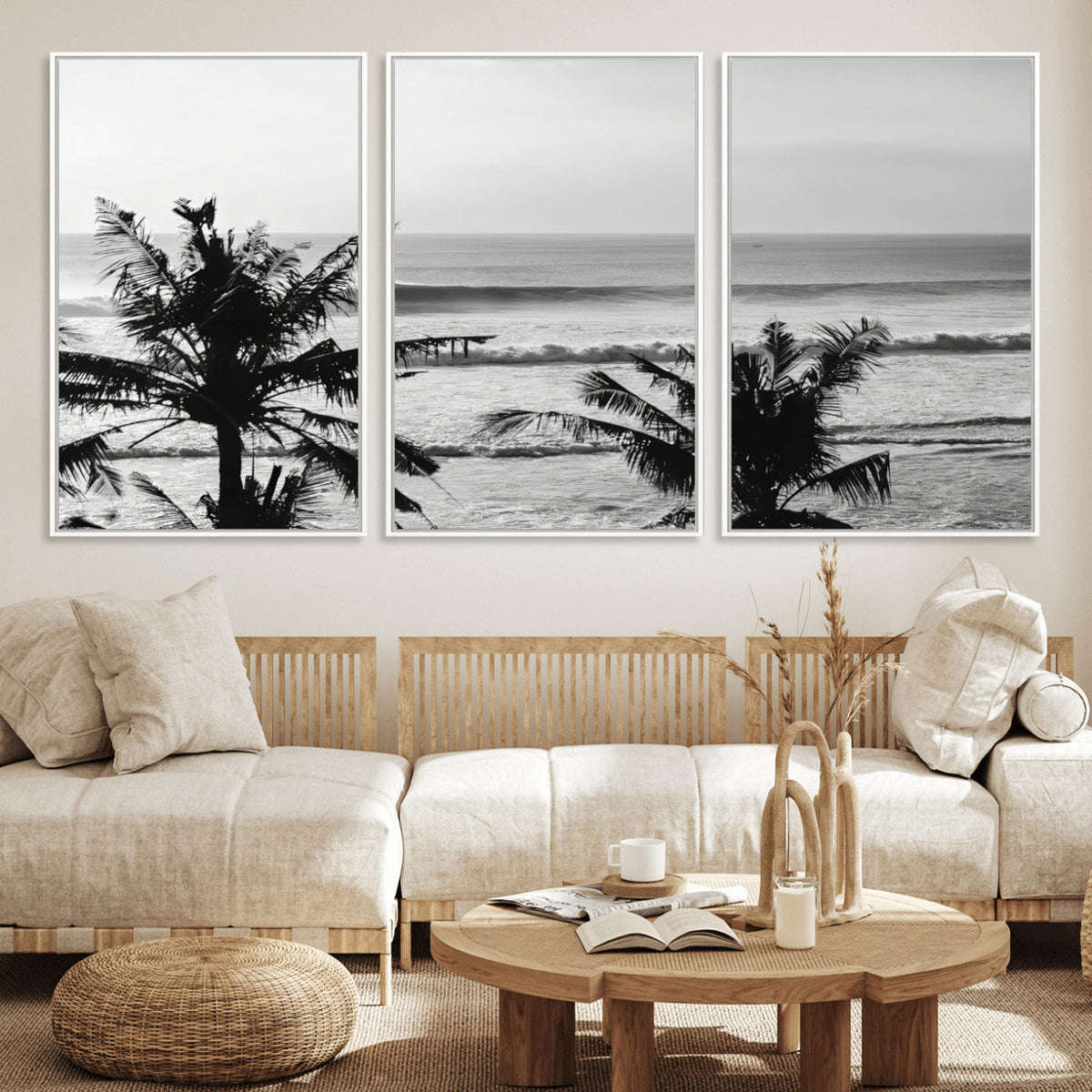 Tropical Coastline Wall Art Canvas Print – Framed Palm Trees