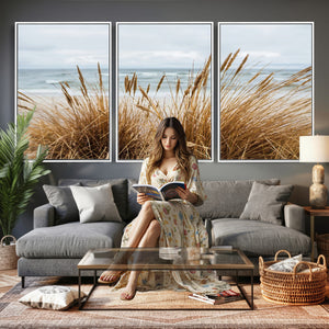 Beach Grass Wall Art Canvas Print – Framed Coastal Dunes Art