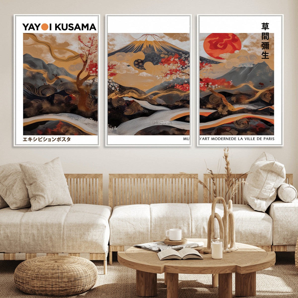 Modern Japanese Wall Art Canvas Print – Framed Abstract